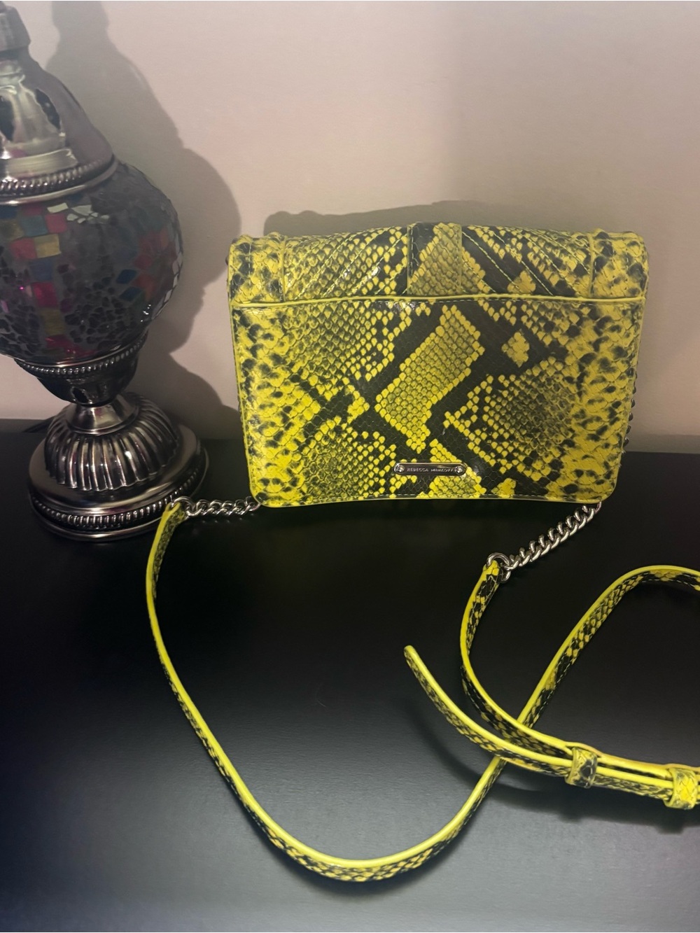 Rebecca Minkoff Yellow Snakeskin Print Crossbody Bag